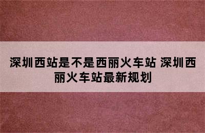 深圳西站是不是西丽火车站 深圳西丽火车站最新规划